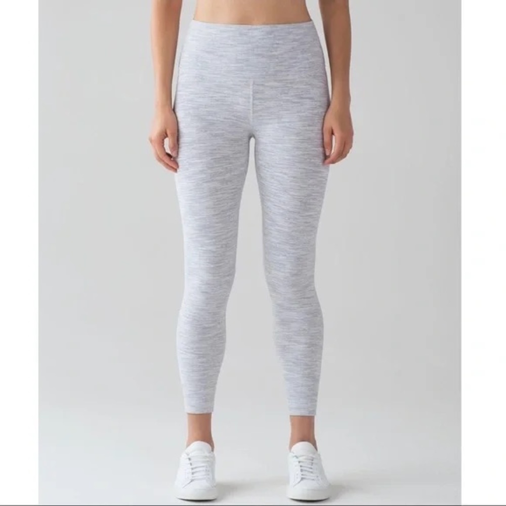 Lululemon Wunder Under Tight 7/8 25” Leggings Heathered Light Gray Stripes. 6